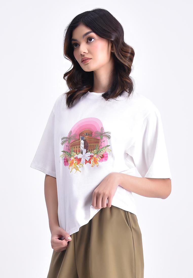 Women's Oversized Round Neck Graphic T-Shirt