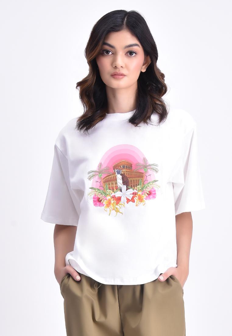 Women's Oversized Round Neck Graphic T-Shirt