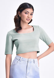 Women's Elbow Sleeve Cropped Top