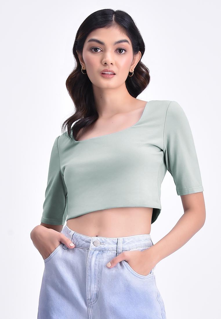 Women's Elbow Sleeve Cropped Top