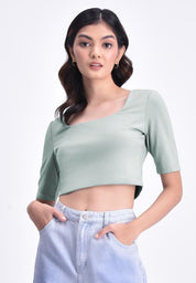 Women's Elbow Sleeve Cropped Top
