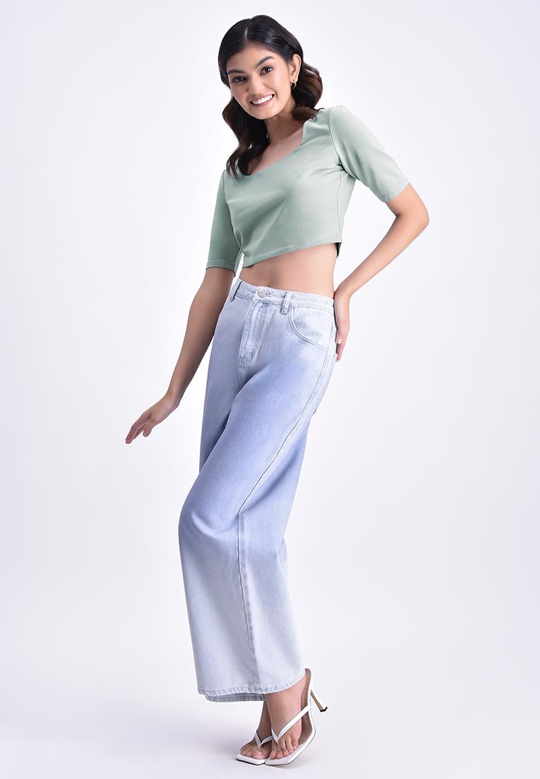 Women's Elbow Sleeve Cropped Top