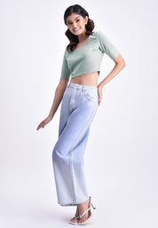 Women's Elbow Sleeve Cropped Top