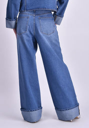 Bench x The Powerpuff Girls Women's Wide Leg Cuffed Denim Pants