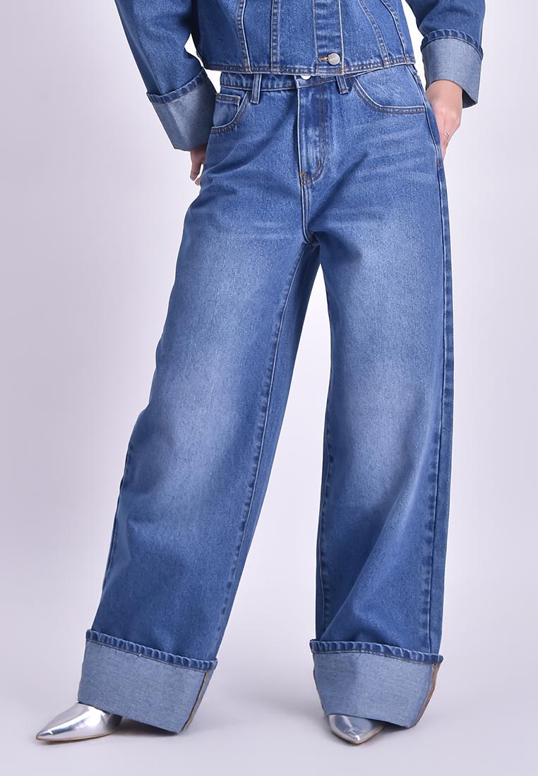 Bench x The Powerpuff Girls Women's Wide Leg Cuffed Denim Pants