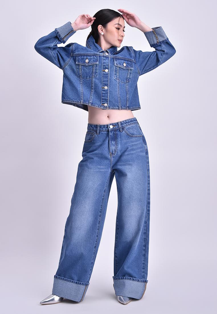 Bench x The Powerpuff Girls Women's Wide Leg Cuffed Denim Pants