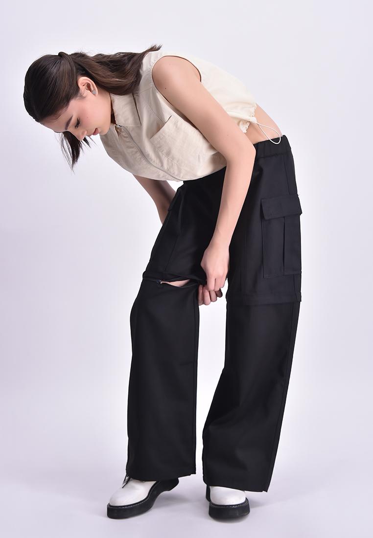 Women's Convertible Wide Leg High Waist Cargo Trouser