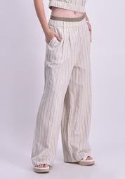 Women's Striped Linen Straight Pants