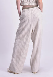 Women's Striped Linen Straight Pants