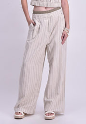 Women's Striped Linen Straight Pants