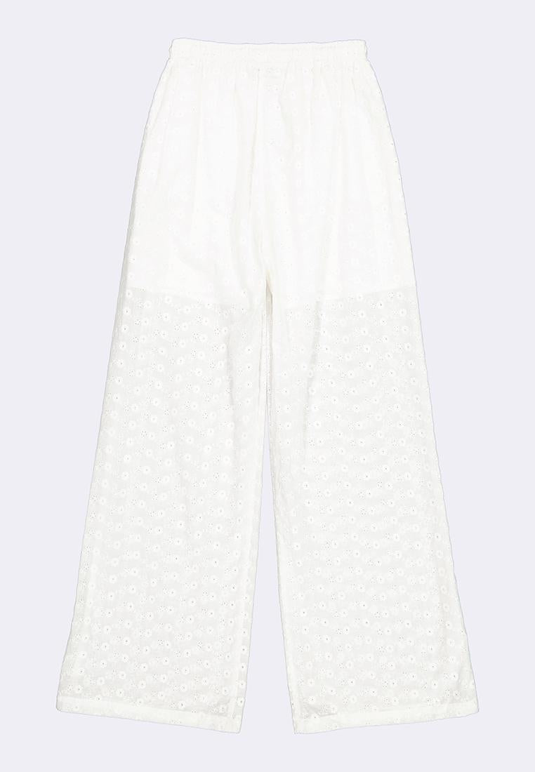 Women's Eyelet Embroidery Wide Leg Pants