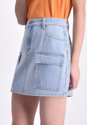 Women's Denim Cargo Mini Skirt
