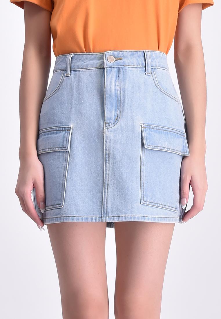 Women's Denim Cargo Mini Skirt