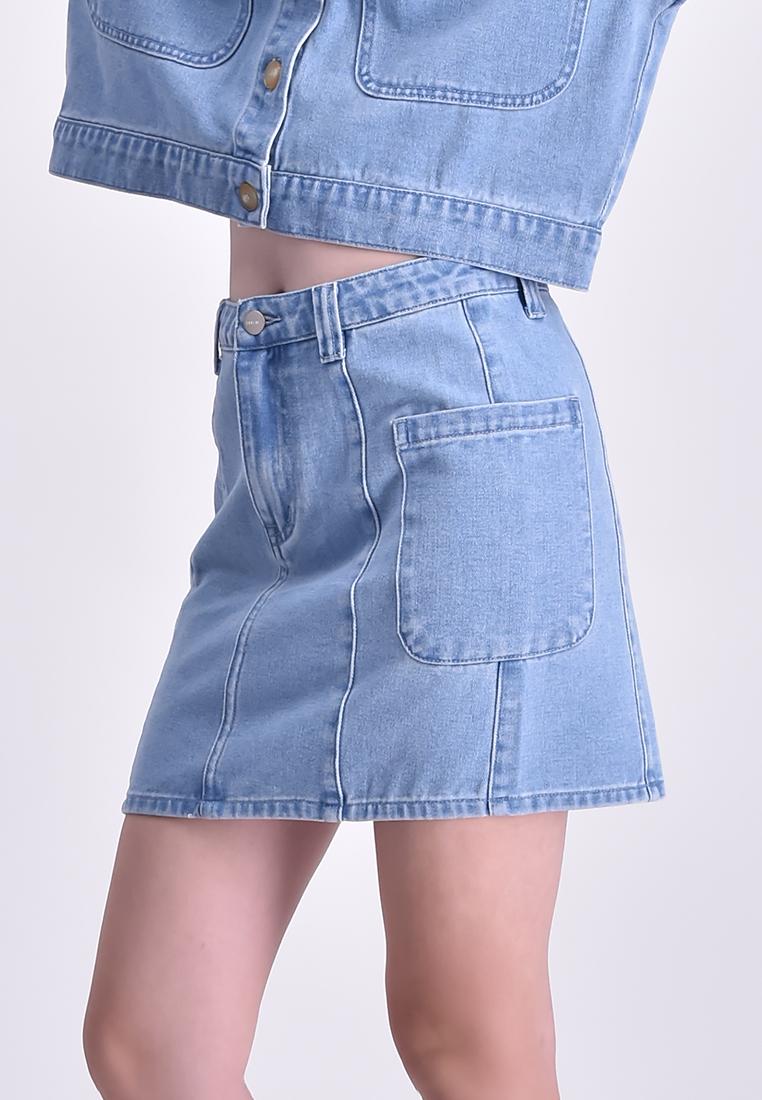 Women's Denim Mini Skirt - Main Image