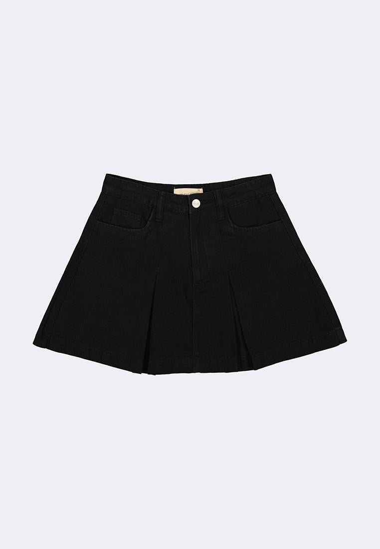 Women's Pleated Denim Skirt