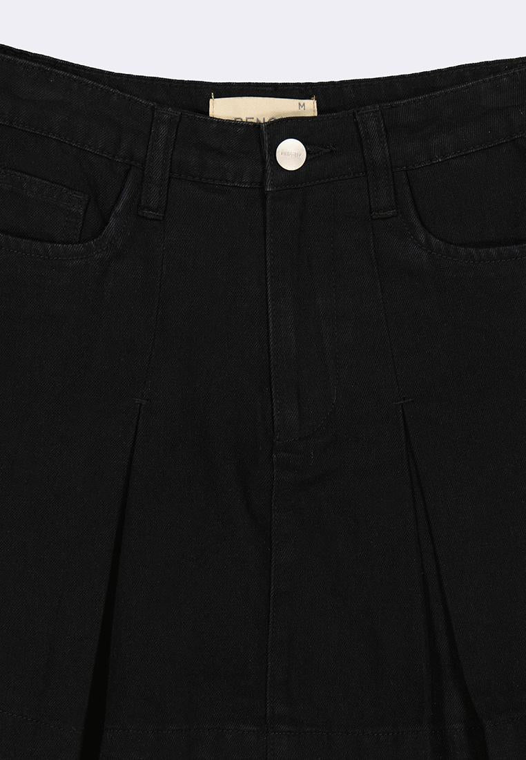 Women's Pleated Denim Skirt