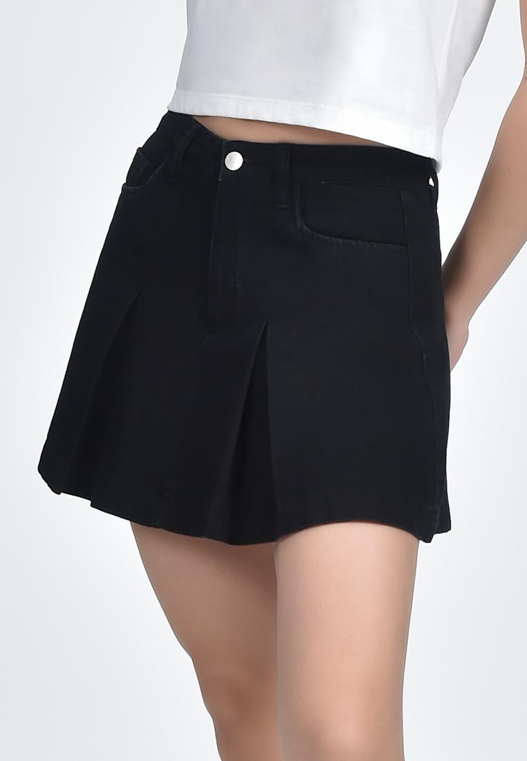 Women's Pleated Denim Skirt