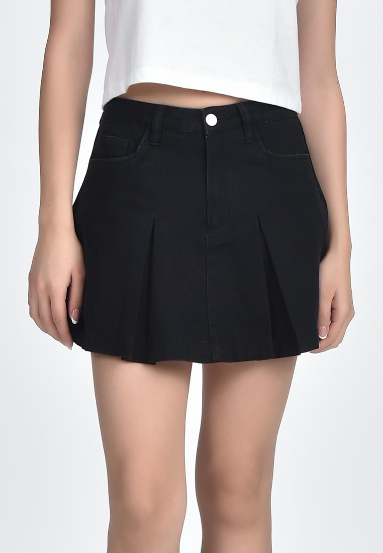 Women's Pleated Denim Skirt