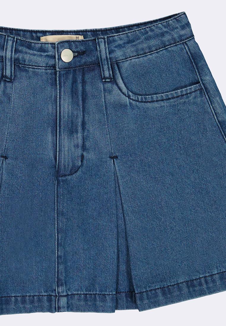 Women's Pleated Denim Skirt