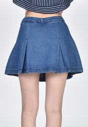 Women's Pleated Denim Skirt