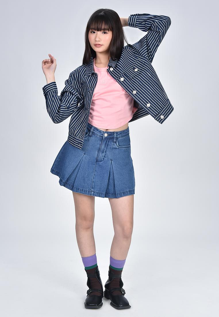 Women's Pleated Denim Skirt