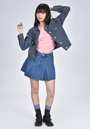 Women's Pleated Denim Skirt