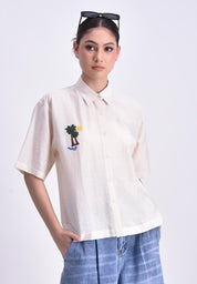 Women's Woven Short Sleeve Button Shirt