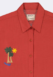 Women's Woven Short Sleeve Button Shirt