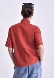 Women's Woven Short Sleeve Button Shirt