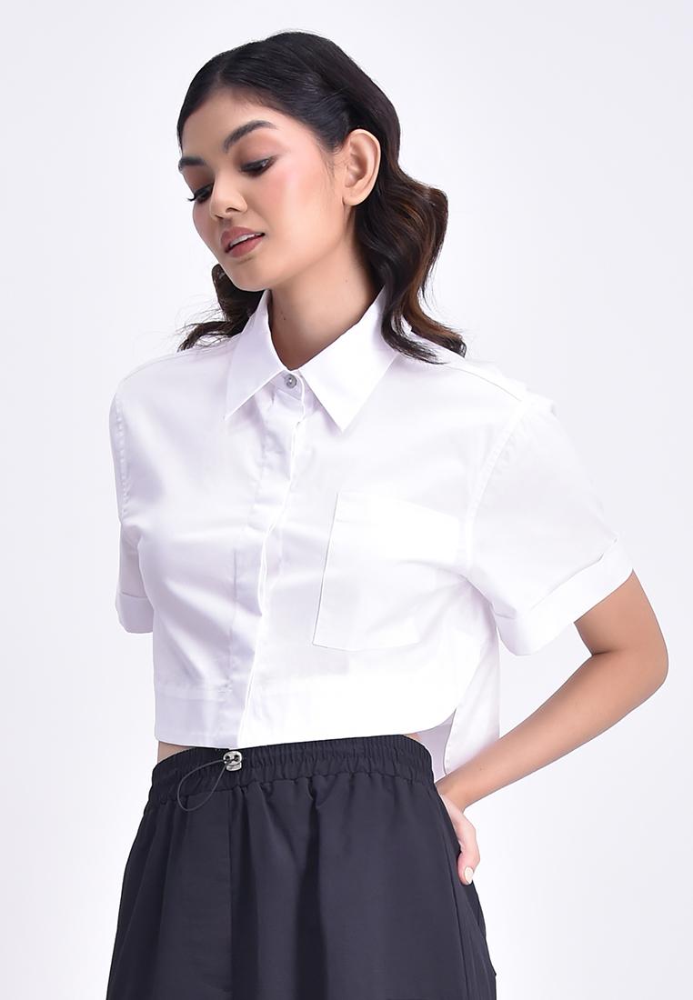 Women's Crop Woven Polo