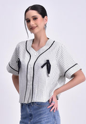 Women's Cropped Baseball Jersey Top