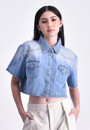 Women's Denim Cropped Shirt