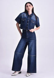 Women's Denim Cropped Shirt
