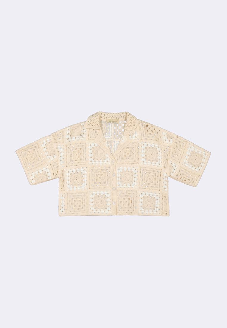 Women's Crochet Polo Resort Shirt