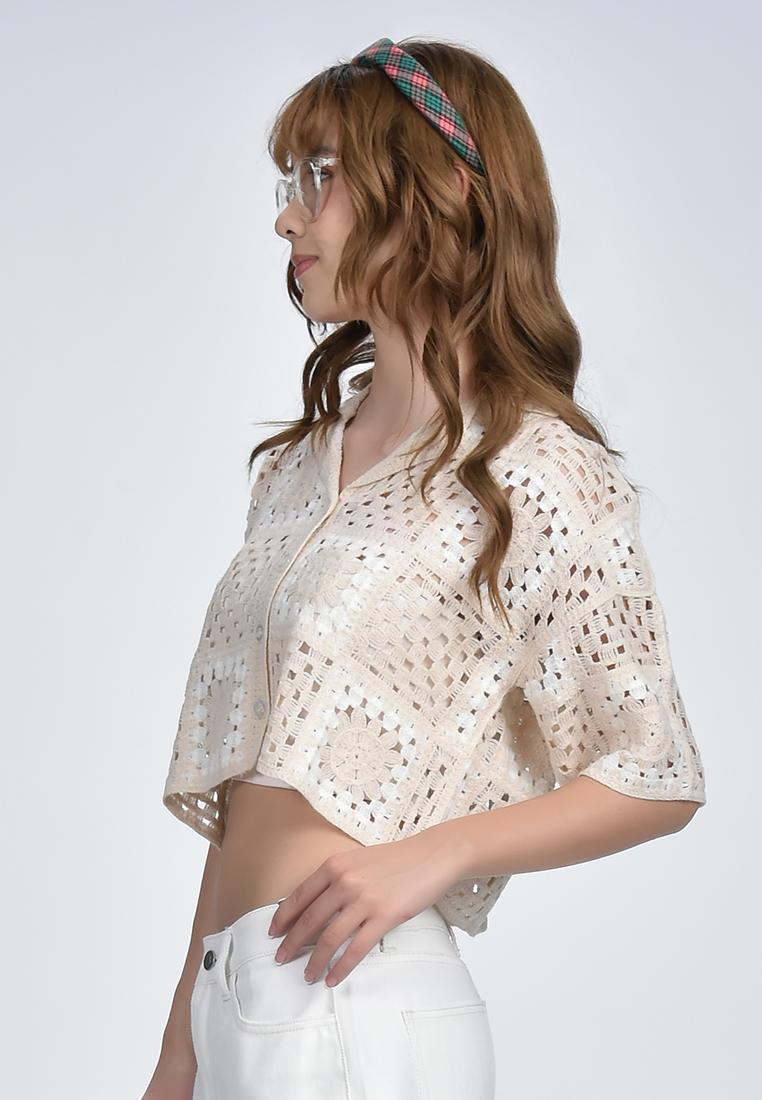 Women's Crochet Polo Resort Shirt