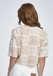 Women's Crochet Polo Resort Shirt