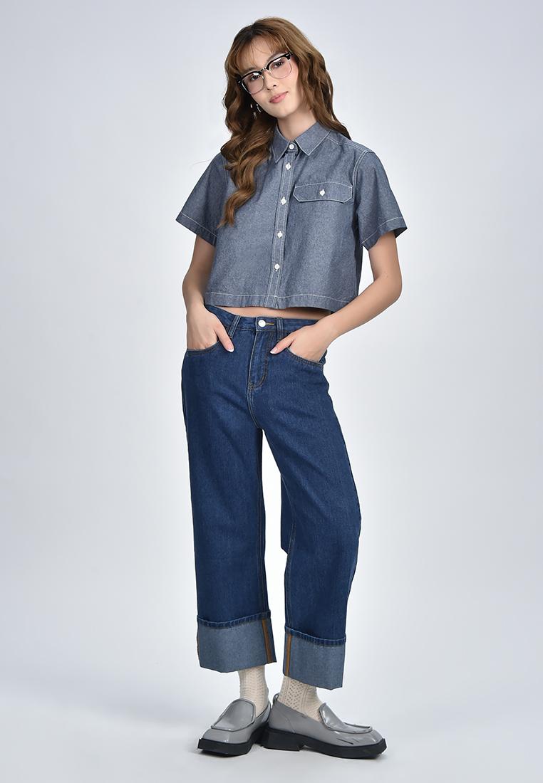 Women's Short Sleeve Chambray Shirt