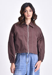Women's Collared Zip Up Jacket