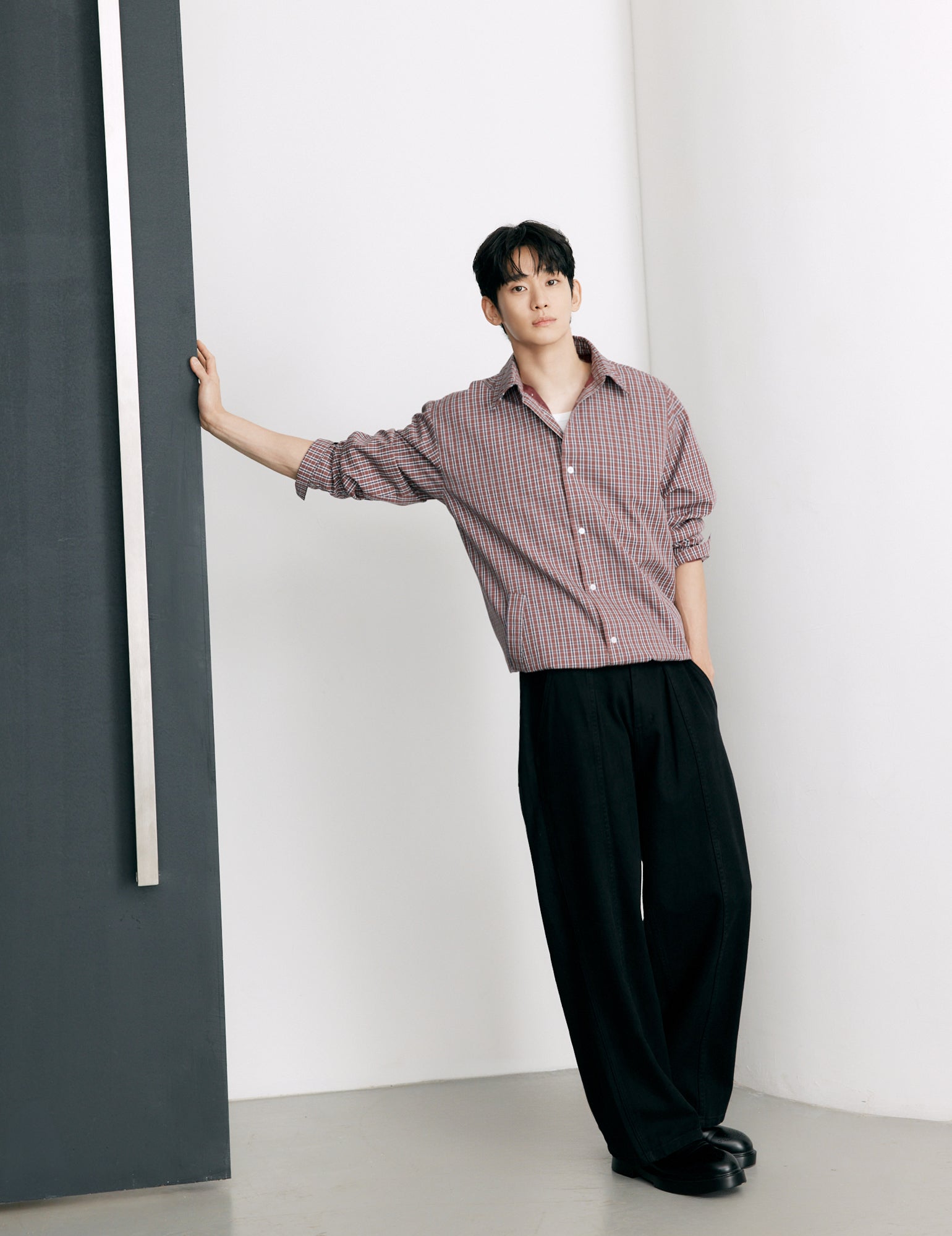 Bench x Kim Soo Hyun Men's Checkered Button-Up Jacket