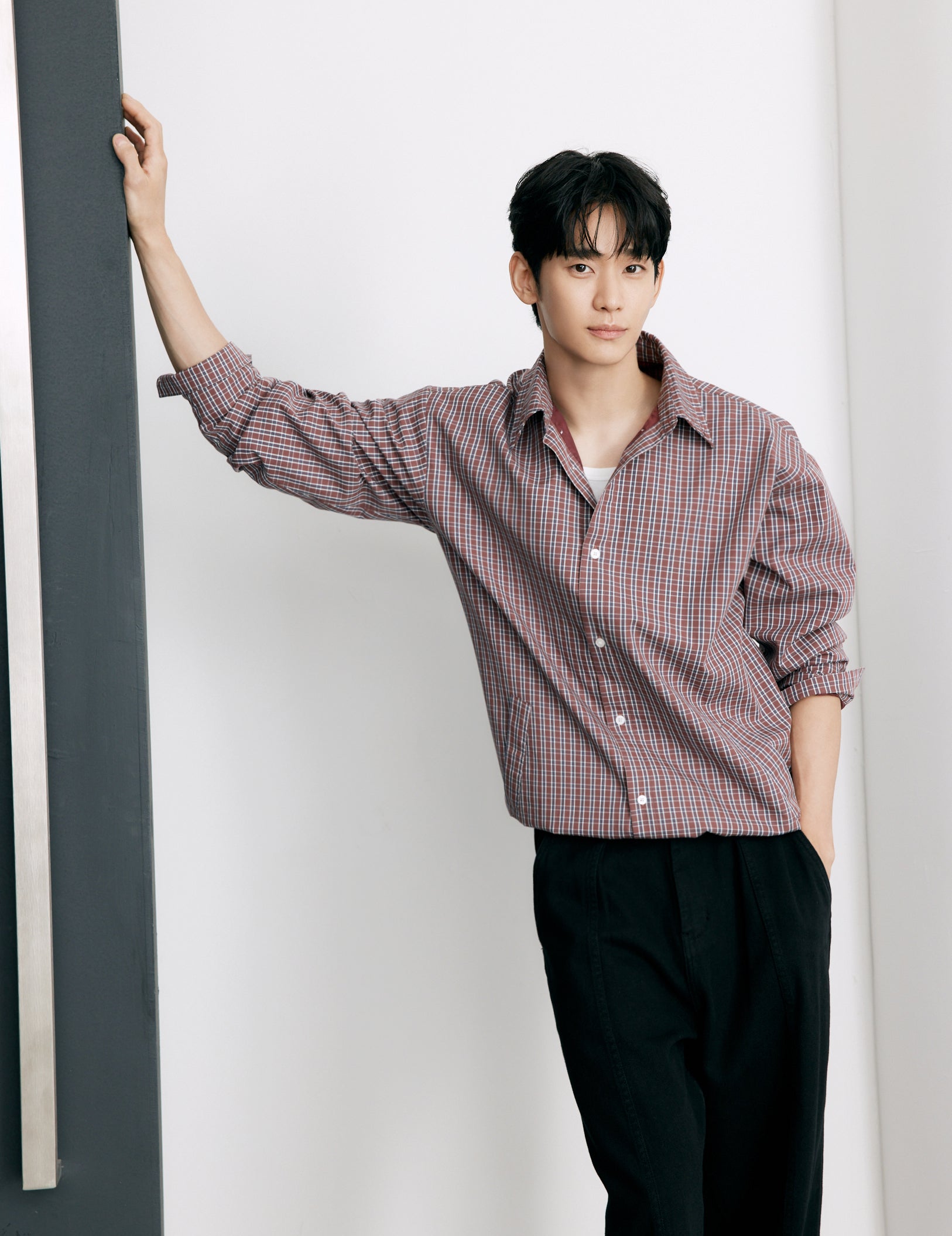Bench x Kim Soo Hyun Men's Checkered Button-Up Jacket