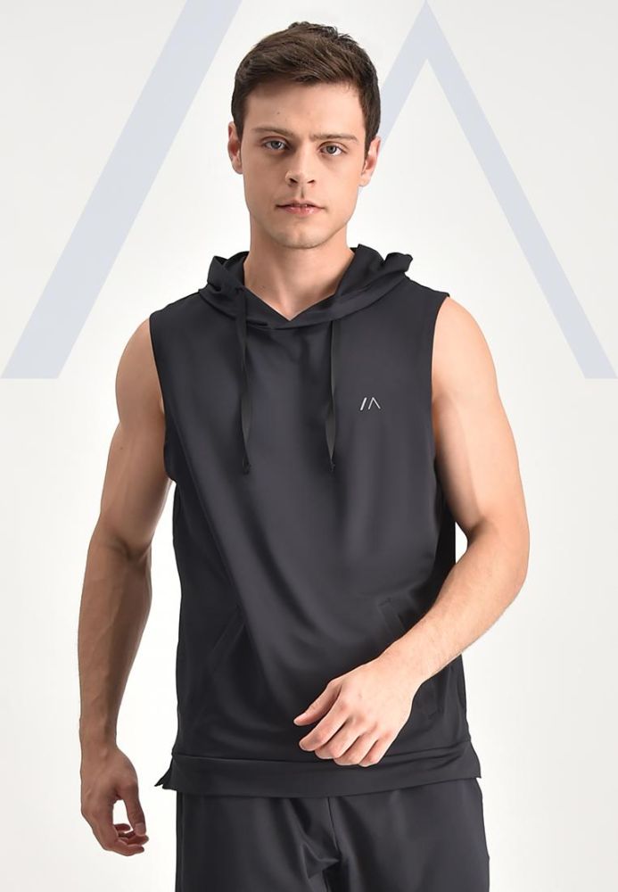 Hooded sleeveless shirt shop