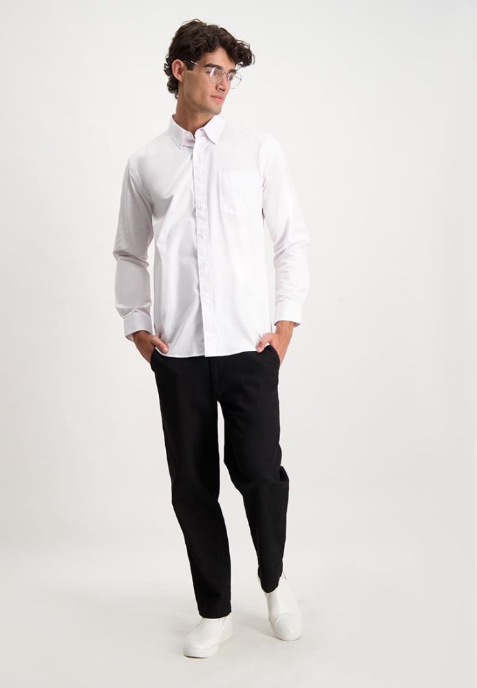 White polo long sleeve button down outlet