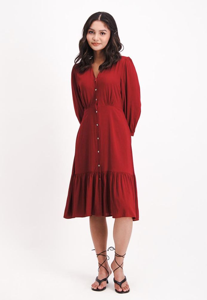 Bench Online Women s Long Sleeve Button Down Midi Dress