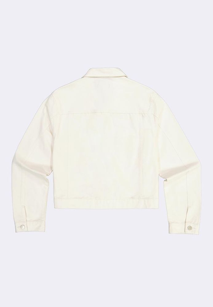 White oversized cropped denim jacket new arrivals