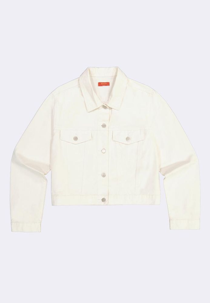 White oversized cropped denim jacket discount