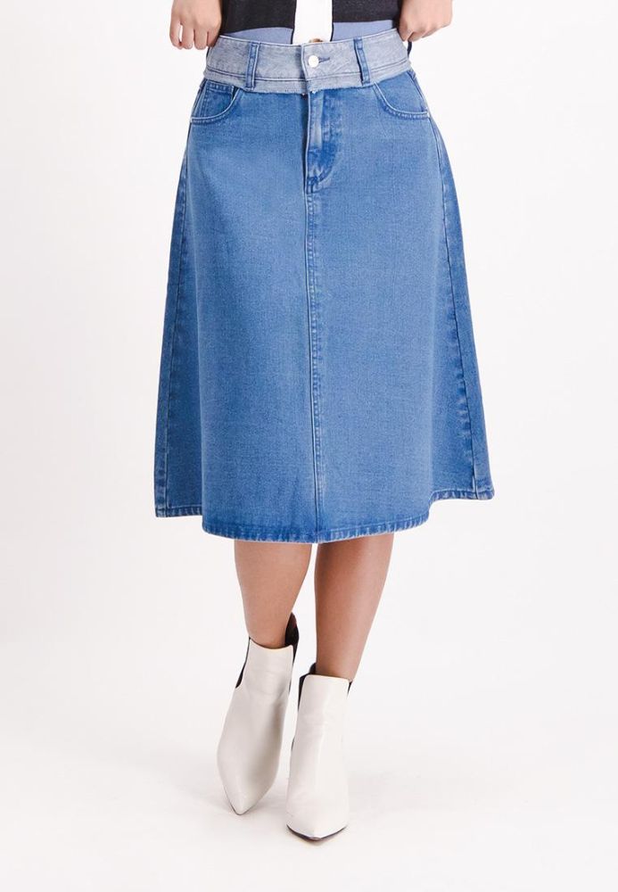 Denim midi skirt philippines cheap