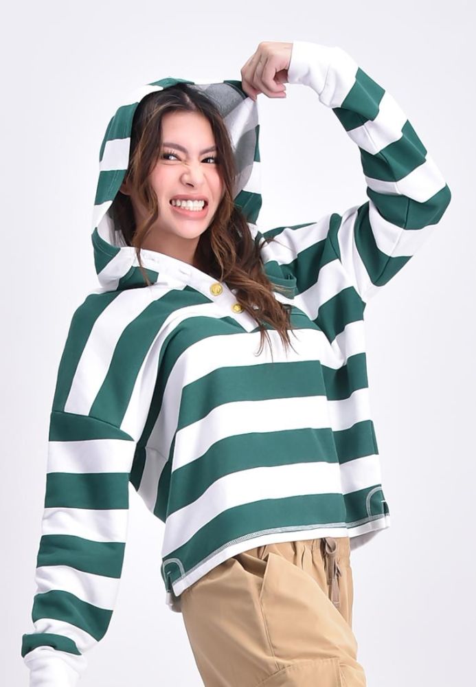 Striped hoodie pullover deals