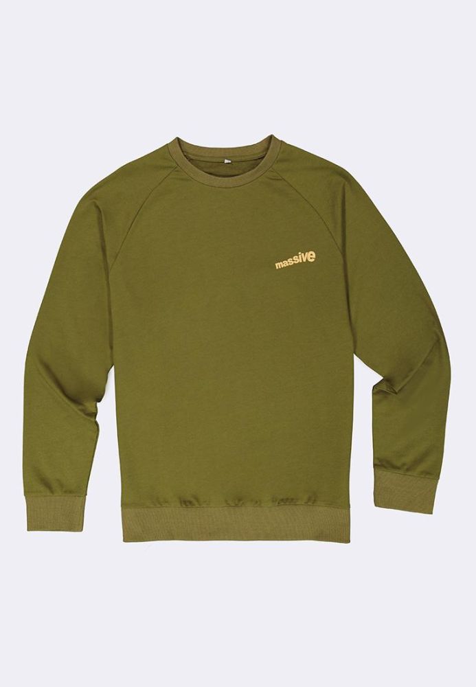 Bench Men's Ribbed Olive Green Pullover Crewneck Sweater Size